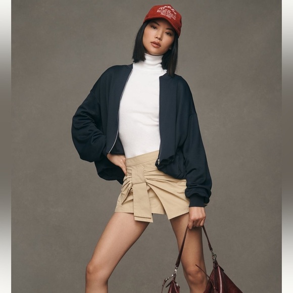 NWT new small / medium Anthropologie bubble bomber jacket navy blue zip up - Picture 1 of 16